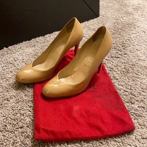 Nude Patent Leather Christian Louboutins, 38.5